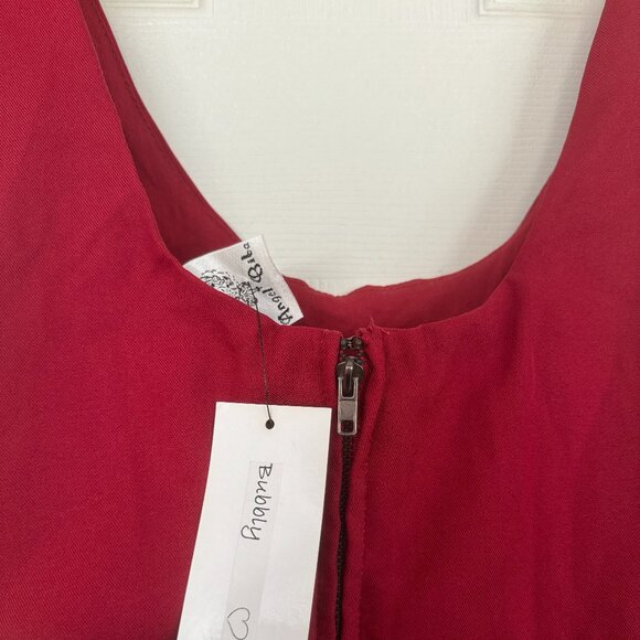 NWT, Showpo. Women's Bubbly Layered Mini Dress with Straps, Color Red, Size 10 - Picture 9 of 13